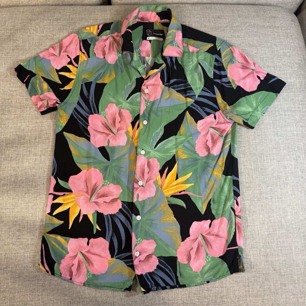 Original Use Hawaiian Shirt Mens Small Floral Tropical Rayon Camp Aloha